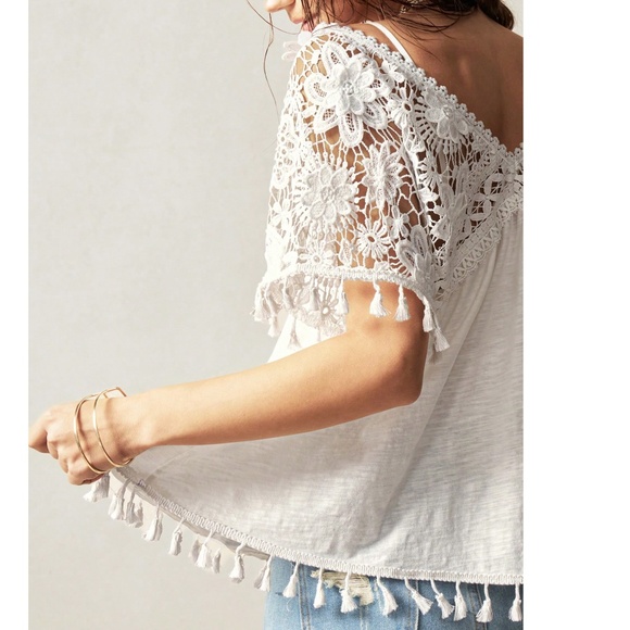 Boho White Cotton Floral Embroidered Tassel Detail Blouse - Picture 4 of 7